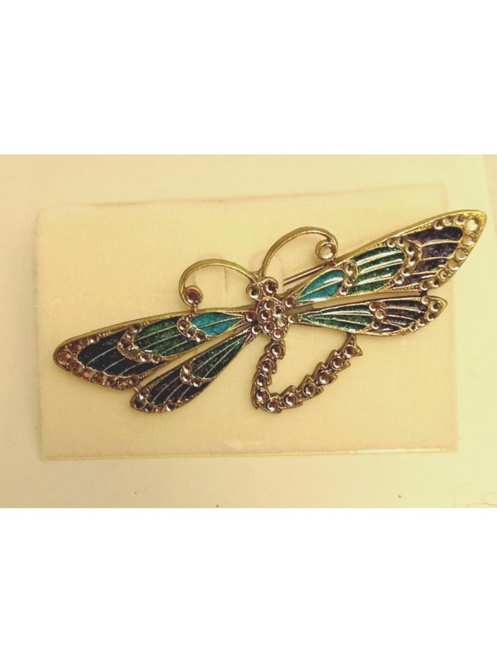 Dragonfly Brooch Pin Vintage Glass Works Studio Enamel Swarovski Anne Koplik